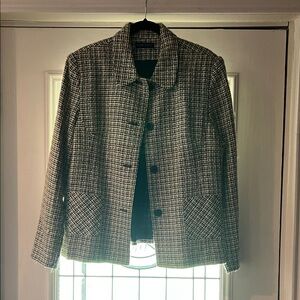 Karen Scott Black and Cream Checkered Blazer
